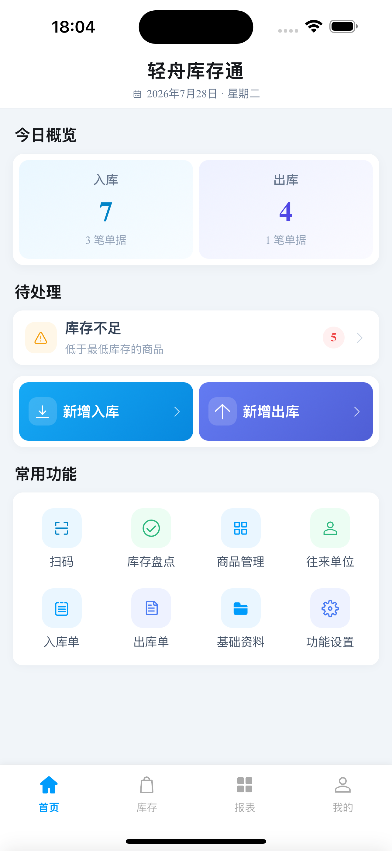 轻舟库存通首页